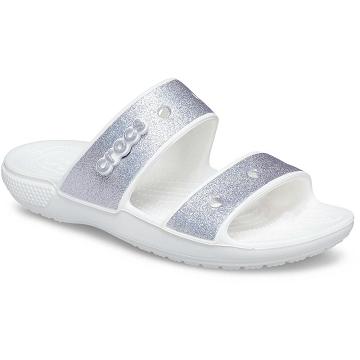Crocs Klassiska Glitter Sandaler Herr Silver Vita | Sverige 1236FDNM